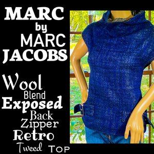 ⭐️HP⭐️MARC BY MARC JACOBS▪️Wool Blend Exposed Back Zip Retro Mod Tweed Vest Top